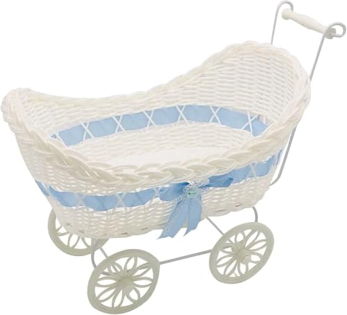 Image of Daisy Dreams Pram Gift Hamper Basket, New Born Baby Boy/Girl Gift Storage Hamper Baby Shower Party Decoration New Mum to Be Gifts Empty Basket Toy Clothes Baby Accessorise Christmas Birthday (Blue)
