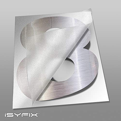 image for iSYFIX Silver Brushed Vinyl Numbers Stickers – 4 Inch Self Adhesive 