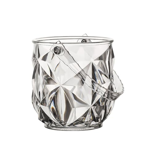AIMALL Acrylic Ice Bucket with Handle and Clip, Transparent Diamond or Crystal Pattern Wine Cooler for Bar, Home Party, Champagne or Beer Chilling – 1200ml/1300ml Capacity