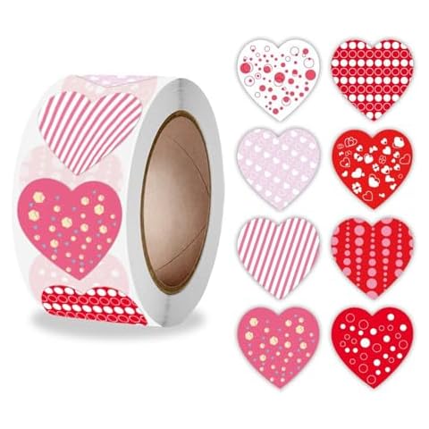 500 Pcs Heart Stickers for Valentine's Day Cover