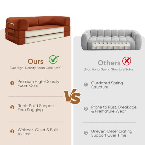 Image of Modular Sectional Sofa Couches L-Shape Couch 3 Seat Modular Sofa Memory Foam Sectional Couches for Living Room (Orange, 79 inch+SofaBed)