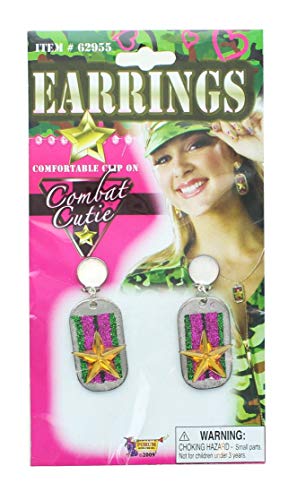 Boucles d'oreilles dog tag de déguisement militaire Forum Novelties pour femme
