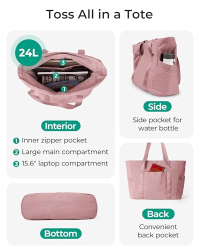 image for BAGSMART Tote Bag for Women, Tote Bag with Zipper Work Tote with Compa