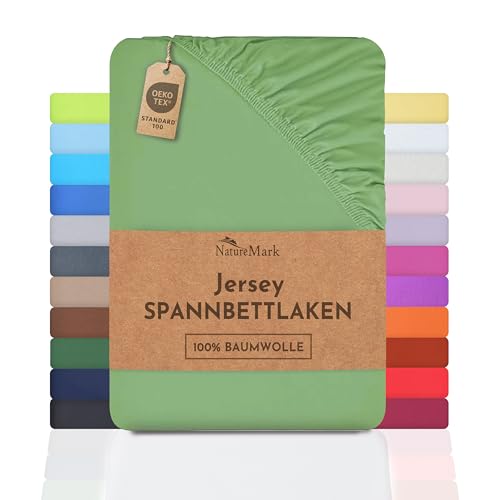 NatureMark Jersey Spannbettlaken, Spannbetttuch 100% Baumwolle in vielen Größen und Farben MARKENQUALITÄT ÖKOTEX Standard 100 | 120 x 200 cm -...