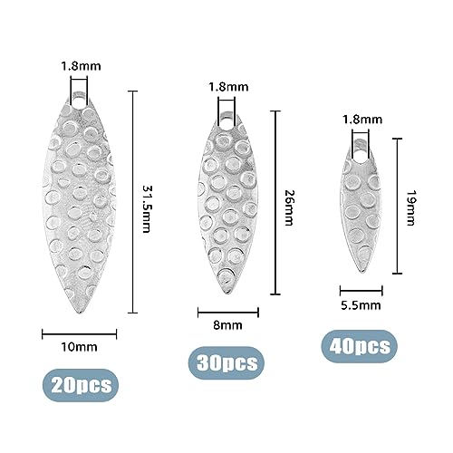 SUPERFINDINGS 90Pcs 3 Sizes Fishing Lures Spoons Stainless Steel Lure Fishing Lures Hard Baits Fishing Attractor Spinner Blades for Lures Worm Spinner Baits Spoons Rigs Making - Image 2
