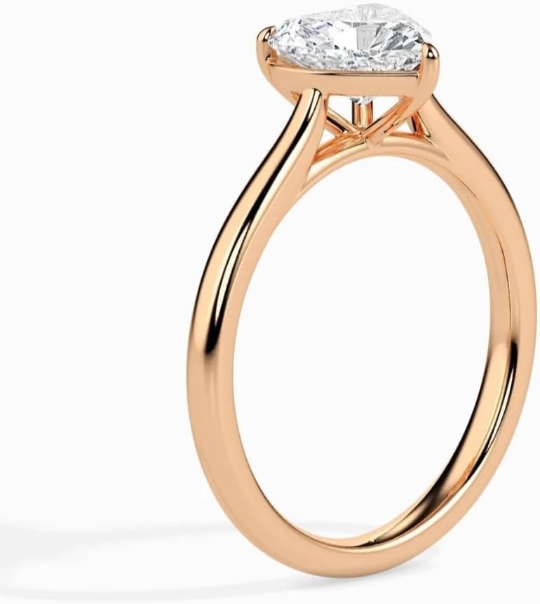 1.00 Ct Heart Cut Solitaire Moissanite Diamond Engagement Ring, Heart Shaped Diamond Ring, White Gold Ring, Yellow Gold Ring, Silver Ring,Anniversary Ring For Her.