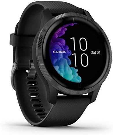 Garmin Venu, GPS Smartwatch with Bright Touchscreen Display, Features Music, Body Energy Monitoring, Animated Workouts, Pulse Ox Sensors and More, Black with Slate Hardware (Renewed)