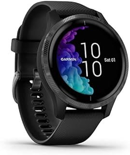 Garmin Venu, GPS Smartwatch with Bright Touchscreen Display, Features Music, Body Energy Monitoring, Animated Workouts, Pulse Ox Sensors and More, Black with Slate Hardware (Renewed)