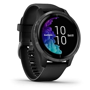 Garmin venu – wasserdichte GPS-Fitness-Smartwatch mit AMOLED Display, Trainingsplänen und animierten Übungen. 20 Sport-Apps, Herzfrequenzmessung, 5 Tage Akkulaufzeit, Musikplayer (Generalüberholt)