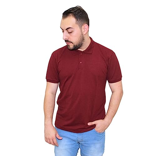 Kit 3 Camisas Gola Polo Masculina Piquet Básica Lisa (as2, alpha, l, regular, Mescla, Vinho, Chumbo)