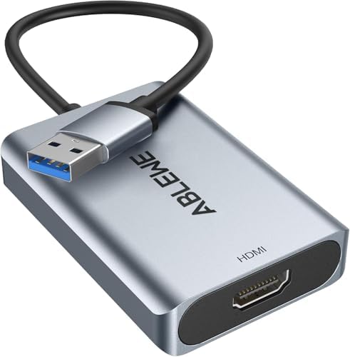 ABLEWE USB 3.0 auf HDMI Adapter, Upgraded Verbessertes Aluminium HDMI zu USB Audio Video Grafik Konverter Kabel für PC, Laptop, Monitor, Projektor, Desktop-TV, unterstützt Mac OS,