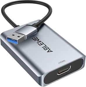 ABLEWE USB 3.0 auf HDMI Adapter, Upgraded Verbessertes Aluminium HDMI zu USB Audio Video Grafik Konverter Kabel für PC, Laptop, Monitor, Projektor, Desktop-TV, unterstützt Mac OS, Windows 10/8.1/8/7