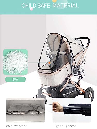 Universal Stroller Rain Cover for Pushchair Buggy Pram Water Proof, dust and Weather Protection, Transparent - Image 4