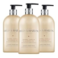 Baylis & Harding Jojoba, Vanilla & Almond Oil Hand Wash, 500 ml (Pack of 3) - Vegan Friendly