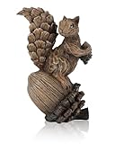 GoGnome Handcrafted Resin Squirrel Figurine on Pinecone - 8'' Woodland Animals Statue for Fall Winter Spring Summer Christmas Decor (Squirrel)