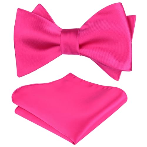 Image of Alizeal Mens 2pcs Solid Self-tied Bow Tie Set | Alizeal Mens 2pcs Self-tied Solid /Animal Bow Tie and Pocket Square Set Perfect for Wedding Business Formal Events