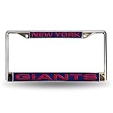 Rico Industries NFL New York Giants Laser Cut Inlaid Standard Chrome License Plate Frame