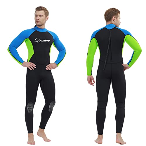Joysummer Traje de Neopreno de 3mm para Hombres - Neoprenos de Buceo Estiramiento Térmico Protección UV Manga Larga Traje de Baño de Una Pieza para Surf Deportes Acuáticos, S