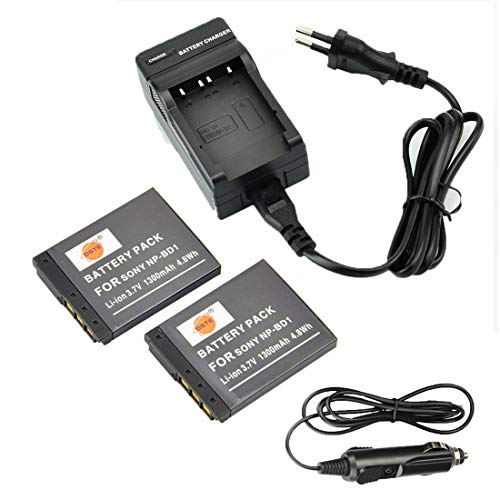 DSTE 2 Pieza NP BD1 NP FD1 Batería y Cargador Compatible para Sony Cyber Shot DSC G3 DSC T70 DSC T75 DSC T90 DSC T200 DSC T300 DSC T500 DSC T700 DSC T900