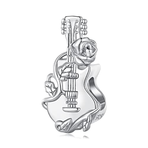 Abalorio de guitarra de plata 925 que no causa alergias para pulseras