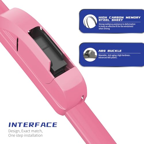 Image of OEM QUALITY 26 inch + 20 inch Premium All-Seasons Durable Stable And Quiet Pink Windshield Wiper Blades (Set of 2)
