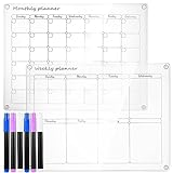 Operitacx 2pcs Clear Magnetic Planning Whiteboard for Wall Monthly Weekly Organizer Boards Easy to Clean Versatile Memo Board for Home Office for Kitchen Use - Image 1