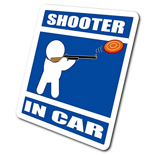 わーるどくらふと クレー射撃・SHOOTER IN CAR マグネット仕様(あお) 車に乗ってます おもしろ シール