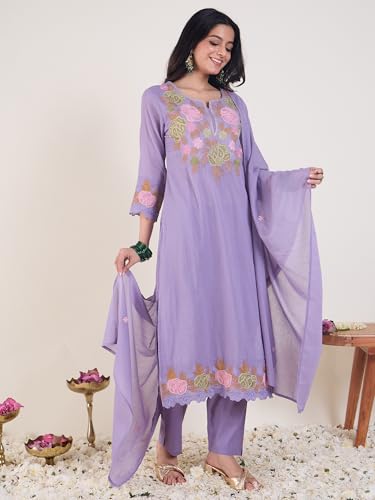 Image of INDO ERA Women Pure Cotton Kurta Set with Dupatta | Festive Suit Set, 11960