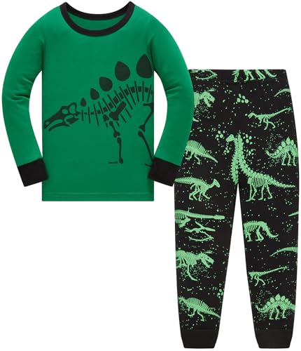 Pigiama Ragazzo in Cotone Dinosauro Ragazzi Lungo Pigiami Pyjama Sets 2 Pezzi per Bimbi Maschi Taglie 9-10 Anni