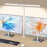 SEOUFRDZ Desk Lamp, 3 Colors Stepless Dimming LED Desk Lamps for Home Office Adjustable Memory Desk Light with Clamp Touch Control Office Lamp Eye Caring Computer Light for Working Sewing(White)