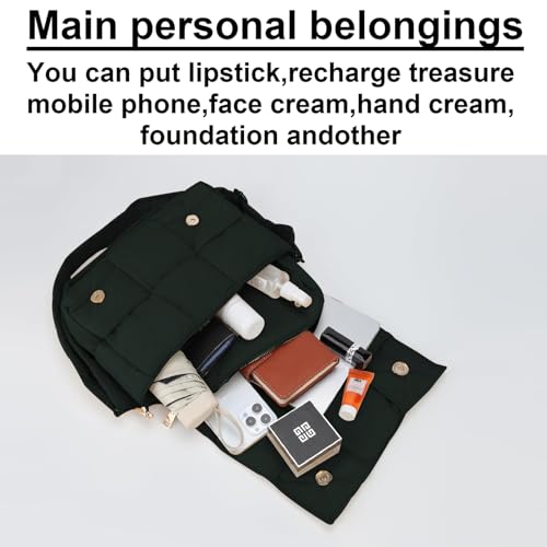 Image of Shoulder Bag Lightweight Puffer Tote Crossbody Bag Handwoven for Women | waterproof nylon, durable, soft padded texture, versatile for travel, work, weekend, everyday, adjustable strap