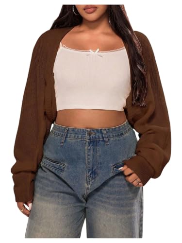 SOLY HUX Women's Plus Size Shrug Open Front Knit...