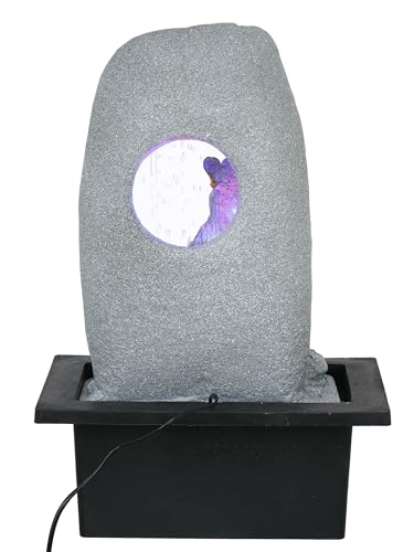 Image of CHRONIKLE Grey Polyresin Tabletop Lord Shiv Indoor Water Fountain for Home Decor with LED, Speed Control Pump (Size: 37 x 28 x 56 CM | Weight: 2900Gram)