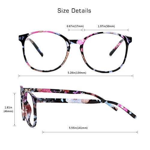Image of VisionGlobal Blue Light Blocking Glasses for Women Men, Oval Frame Computer Reading Glasses(Floral,+2.50 Magnification)
