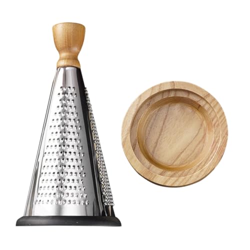 Rallador de queso con mango cómodo acero y madera miniatura 1