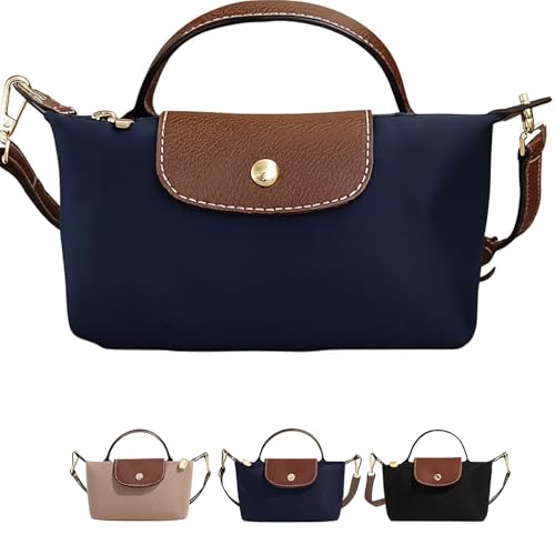 Jinfanshurich Umhängetasche Damen Klein, Leichte Tasche Damen Kleine mit Schulterriemen, Handtasche Klein aus Polyester und Kunstleder, Mini Crossbody Bag für Alltag & Reisen (Blau)