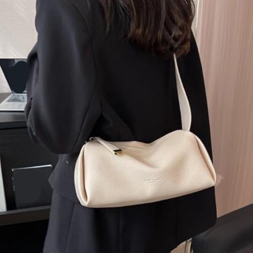 Lichee Pattern Dumpling Bag Adjustable Strap Shoulder Bag for Women (White)3