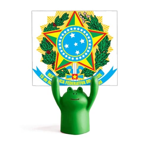 Memo holder animal grenouille avec emblème national du Brésil pour bureau