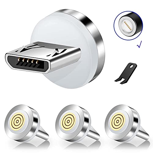 Boffdock 4 Stück 7-poliger Magnetstecker-Spitzenkopf für Micro-USB-Android-Geräte mit 7 Kontaktpunkten
