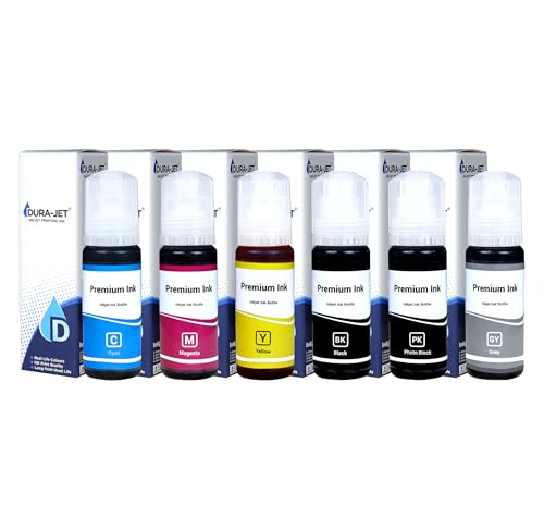 DURA-JET 011/012 Compatible Refill Ink for Epson L8180 / L8160 Printer – Compatible Ink Bottle for Epson 011/012 Ink Code (70gm x C/M/Y/BK/PB/GY) Ink Bottle - 504013