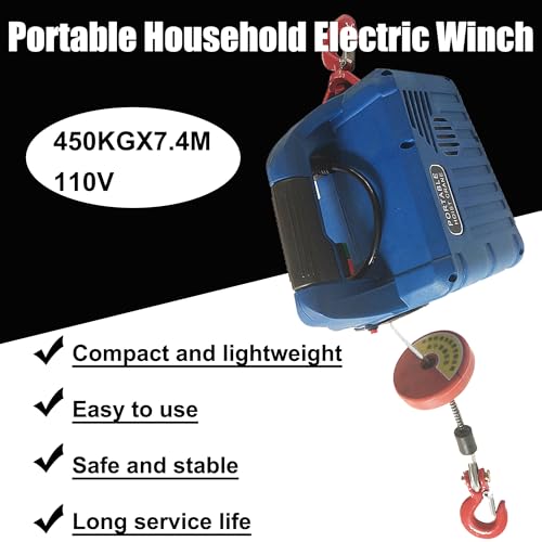 Cabrestante eléctrico portátil 450kg 7.4m 110V miniatura 2