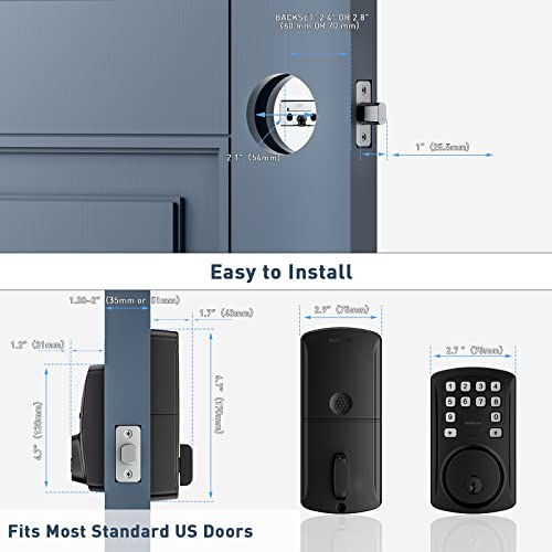 Signstek Keyless Entry Door Lock, Deadbolt Smart Lock, Electronic Keypad Deadbolt For Front Door, Office, Apartment, Easy-Installation, Auto Lock- Matte Black #TOP5