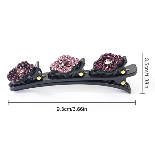 Qufiiry Sparkling Crystal Stone Braided Hair Clips,Hairpin Duckbill Clip, Four-Leaf Clover Chopped Hairpin, Braided Hair Clip With Rhinestones For Women And Girls(Plum Blossom 4 Pcs) #TOP1