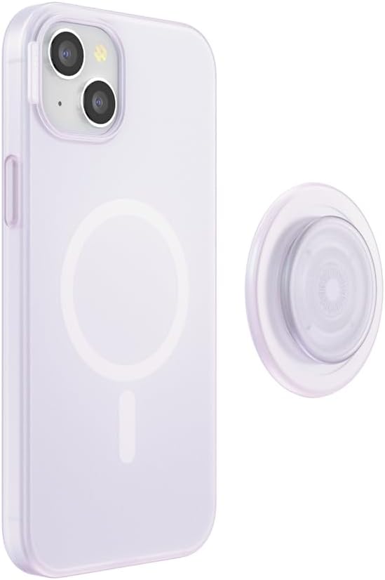 PopSockets iPhone 15 Plus Phone Case with MagSafe, Wireless Charging Compatible, White - Opalescent Clear