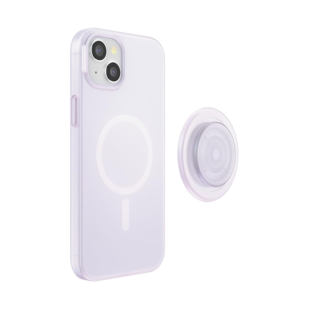 PopSockets: PopCase PlantCore dla MagSafe - Roślinne Etui na Telefon iPhone 15 Plus z Uchwytem PopGrip Zgodnym z MagSafe – Stojak na Telefon i Uchwyt z Wymienną Górą - Opalescent Clear