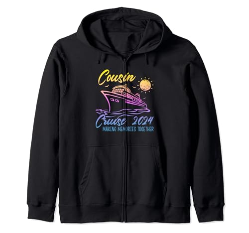 Cousin Cruise 2024 Making Memories Cruising Trip Tie Dye Zip Hoodie