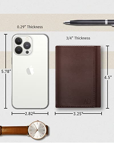 Trifold Wallets for Men - Slim RFID Blocking Wallet for Securing Personal Data - Front Pocket Friendly Genuine Leather Wallet - Mens Wallets Trifold with ID Window - Tri Fold Wallet Gifts for Men - Image 5