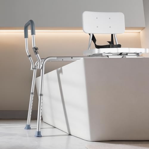 VEVOR Sliding Shower Chair, 400 lbs Capacity Tub Transfer Bench for Bathtub, Heavy Duty Shower Bench with Arms and Backrest, Height Adjustable Seat for Handicap, Adults, Seniors, Elderly and Disabled by VEVOR - Image 2
