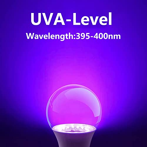 Image of A19 LED Black Light Bulb 12W 395-400nm UVA - 3-Pack for Halloween Decor, Glow Parties, Fluorescent Art & Dark Room Effects, E26 Base uv Light Bulb