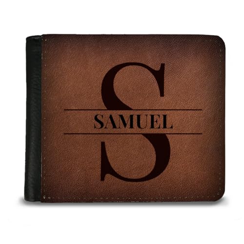 Personalized Wallet for Men – Custom Engraved Men's Wallet, Faux Leather, ID Windows, Card Slots – Tarjeteros de Hombres, Leather Gifts for Him, Husband Birthday Gift, Boyfriend Gift